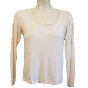 Eileen Fisher Classic Off-White Silk Blouse Top SM